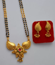 Bridal Indian Mangalsutra Bollywood CZ Gold Jewelry Necklace Jhumka Earrings Set - £16.77 GBP