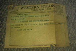 Vintage 1963 Western Union Telegram Crouse Harrisonburg Va Springfield Ohio - £12.05 GBP