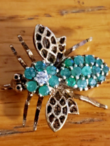 Rare Swarovski Bee Fly Insect Bug Swan Vermeil Pin Brooch - $60.57
