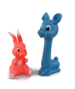 Vintage rubber squeak toys a Sun Rubber pink rabbit and a Ledraplastic b... - $62.19 CAD
