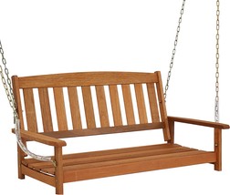 2-Person Bench Swing For The Front Porch Or Patio - Sunnydaze Wooden, Inch. - £163.68 GBP