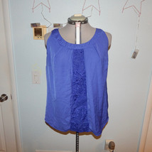 Worthington Woman Plus Size 1X Blue Blouse Shirt Top Lace Summer Spring Casual - £9.99 GBP