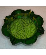 Chunky Green Foliage Pattern Retro Glass Ashtray By Blenko 701 - $77.47 CAD