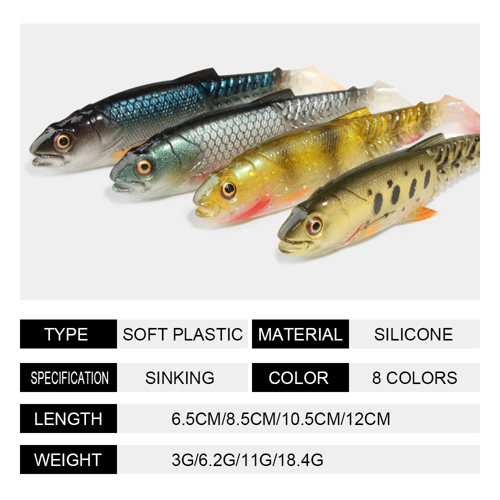 Sporting SpiAler Paddle Tail Soft Fishing Lure Shad Bait Swimbait Rubber Silicon - £23.90 GBP