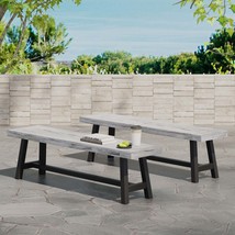 Carlisle Outdoor Benches (Set of 2) - Sandblasted Gray/Black - $320.99