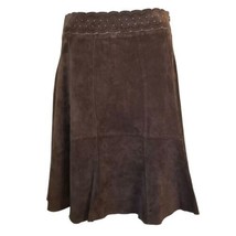 Cabi Brown Suede Leather Scallop Skirt Size 2 - £33.86 GBP