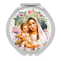 Our Lady Mary with Baby Jesus : Gift Compact Mirror Catholic Virgin Mary Mother  - £10.38 GBP