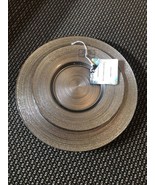 The Art Tabletop Ardacam Gold Glitter Sparkle Glass Dinner Salad Plates S/2 - $33.90 CAD