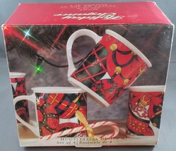 Holiday Elegance Coffee Mugs Set of 4 Christmas Stoneware Signature Housewares - £20.78 GBP