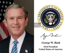 President George W. Bush Presidential Seal Autographed 11X14 Photograph - £12.58 GBP