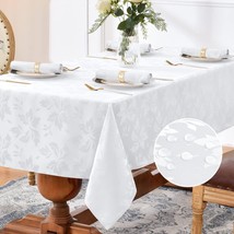 Spring Jacquard Rectangle Tablecloth Waterproof Damask Floral Pattern De... - £30.00 GBP