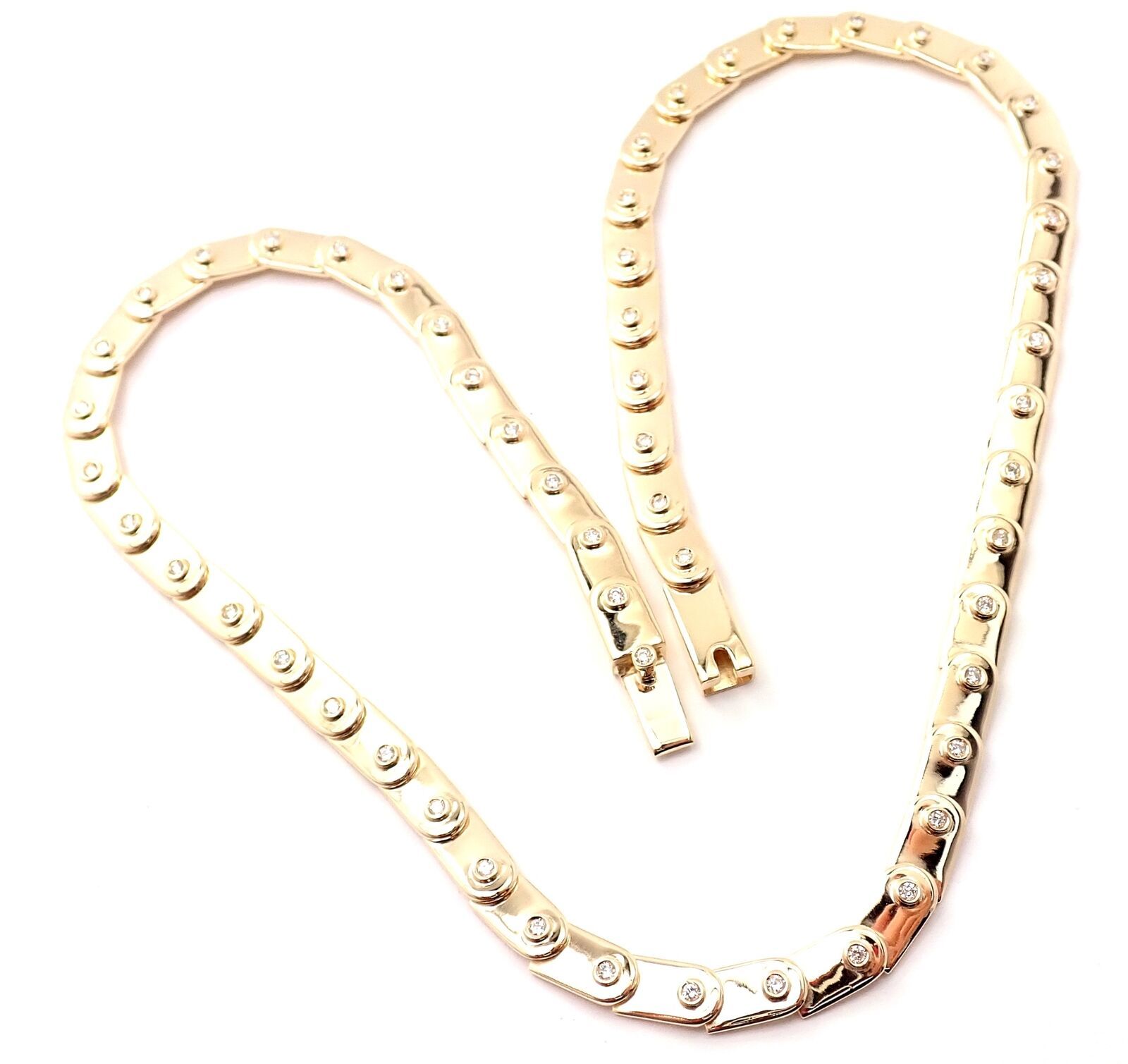 Rare! Authentic Gucci 18k Yellow Gold Diamond Tennis Necklace - £8,672.58 GBP