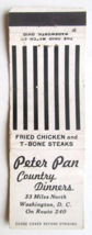 Peter Pan Country Dinners - Washington, DC? Restaurant 20 Strike Matchbook Cover - $1.75