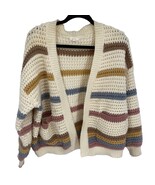 Dreamers by Debut Women L Rainbow Stripe Cardigan open front pocket Sweater - $16.15