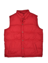 Lands End Puffer Vest Mens XL Red Goose Down Insulated Jacket Snap Button - £28.56 GBP