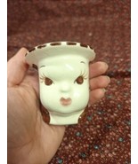 lady hat head base planter For Wall with brown eyes and hair and pink li... - $376.15 MXN