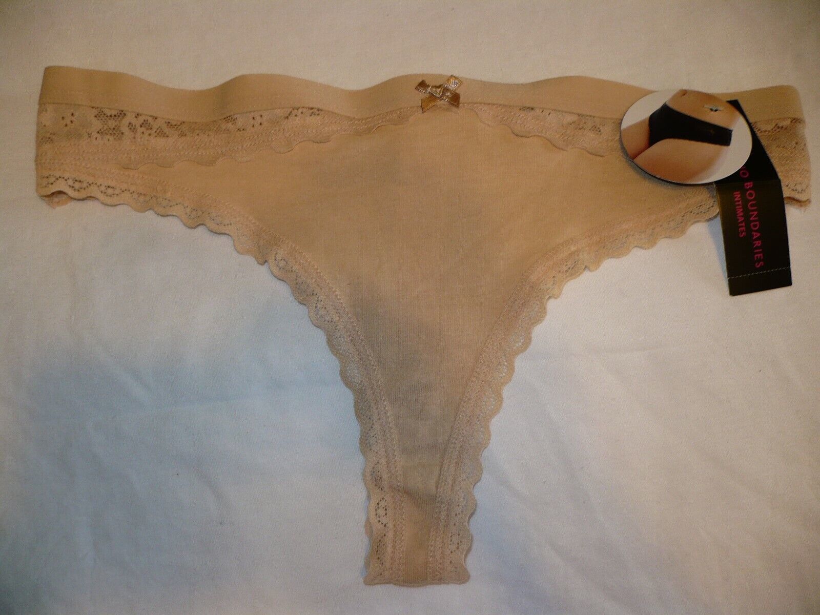 No Boundaries Women&#39;s Cotton W Lace Thong Lt Cappuccino Size Small 1 Pair - $9.74