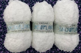 3 Skeins Sidar Snowflake Ultra Light Fashion Chunky 100% Polyester 137y/50gWHITE - £13.57 GBP