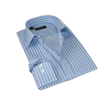 Men Reddington 100% Cotton Dress Sports shirt Regular Modern fit 175 Blue Stripe image 2