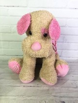 Animal Adventure Puppy Dog Tan Pink Heart With Scarf Bandana Plush Stuffed Toy - £10.85 GBP