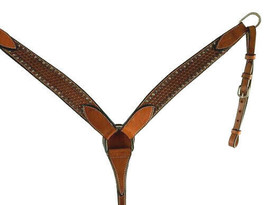 Western Saddle Horse Heavy Duty Hand Tooled Leather Breast Collar Roping... - $48.80