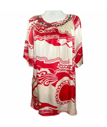 Chanel Bead Trim Silk Blouse Red White Size 8 EU 38 Half Sleeve Loose De... - £193.82 GBP