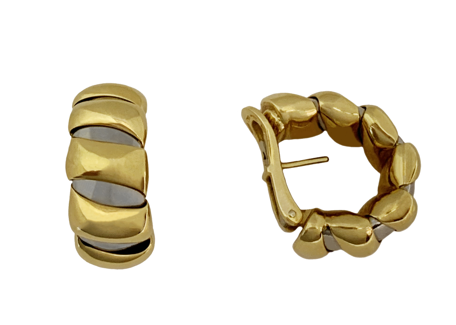 Bulgari 18k White and Yellow Gold Hoop Earrings - $3,500.00