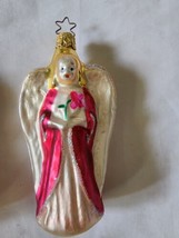 Vintage Inge Glas Germany Pink Angel Christmas Glass Ornaments Lot X 6 - $57.42