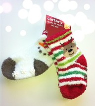 NWT Baby Infant CARTER&#39;S Comfy Fit Fuzzy SOCKS 2 Pack SIZE 0-3 Months SH... - £6.10 GBP