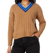 Madewell Tipped V-Neck Oversized Sweater – Heather Caramel, Large (10–12) - $39.60