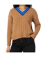 Madewell Tipped V-Neck Oversized Sweater – Heather Caramel, Large (10–12) - $730.37 MXN