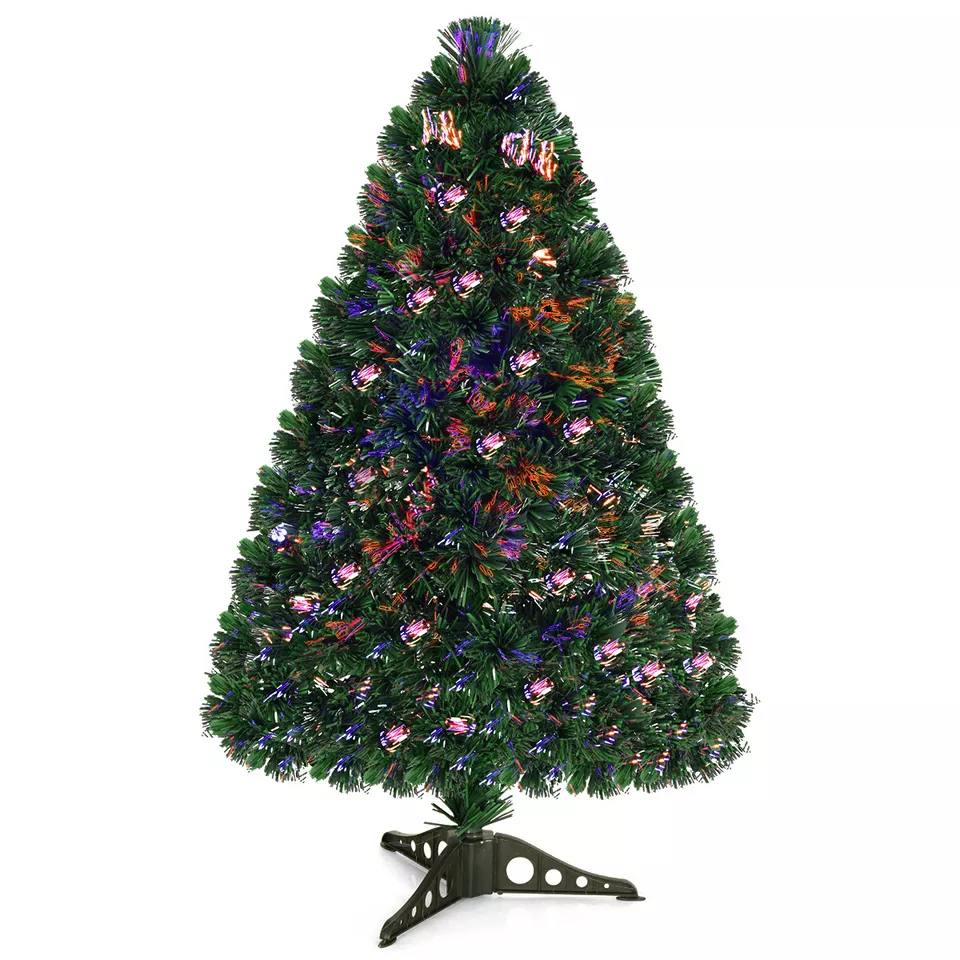 3Ft Pre-Lit Fiber Optic Artificial PVC Christmas Tree Tabletop w/ Plasti... - $85.38