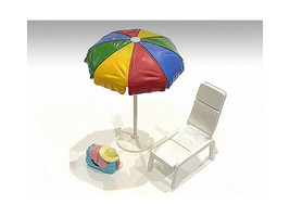 Beach Girls Accessories Beach Chair Beach Umbrella Duffle Bag for 1/18 Scale Mod - £27.26 GBP