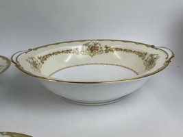 Vintage Noritake Japan Mystery ? Vegetable Bowl 10&quot; Gold and Green Rim F... - $47.49
