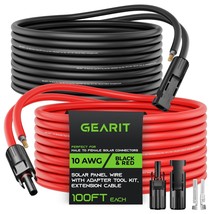 GearIT 10AWG Solar Extension Cable 100FT Black - 100Ft Red Male to Female Sol... - £212.58 GBP