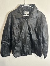 Worthington Woman’s Black Leather Full Zip Jacket Size XL - $753.65 MXN