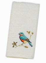 Avanti Premier Songbirds Fingertip Towels Set of 2 Embroidered Ivory Bat... - $44.07