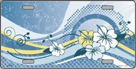 Blue Hawaii Hibiscus Metal Novelty License Plate LP-2305 - £14.62 GBP