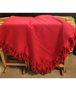 LARGE HANDMADE FLEECE TIED THROW / BLANKET 56&quot; X 70&quot; Red - $14.75