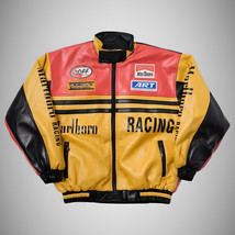 Marlboro Bomber Jacket – Sheep Leather Vintage Style with 3-Stripe Design - $250.00