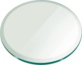 16&quot; Inch Round Glass Table Top 1/2&quot; Thick Tempered Beveled Edge by Fab Glass - £58.98 GBP