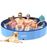 VISTOP Foldable Dog Kid Pool 87&quot; Large Hard Plastic Shell Portable Swimming - $84.15