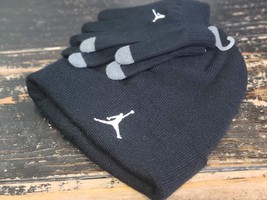 Jordan 2 piece Gloves Beanie Hat Gift Set Black/Gray Boy/Girls Kid Size ... - £21.65 GBP