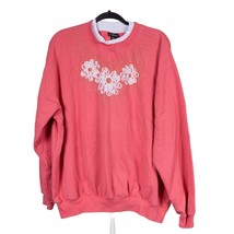 Trilogy Morning Sun Sweatshirt 2XL Womens Pink Floral Lace Gems Cotton Blend - $23.62