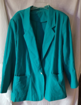 VTG Women's Unbranded Blazer Green/Teal One Button Easter Church Spring ... - $11.99