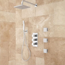 New Chrome Ryle Thermostatic Shower System with Hand Shower and 3 Body Sprays - £671.59 GBP