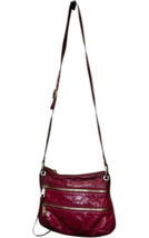 hobo the original plum colored crossbody leather bag tri zipper pockets,... - $27.00