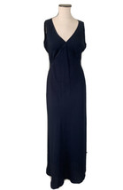 Vintage Laura Ashley Midnight Blue Full Length Dress Gown Sleeveless Women’s 10 - £52.30 GBP