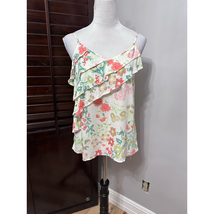 Maurices Womens Blouse Multicolor Floral Spaghetti Strap Ruffles Rayon S New - £13.77 GBP