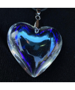 Iridescent Heart Necklace Puffy Heart Pendant Glass Charm Heart Choker Gift - $24.33 CAD